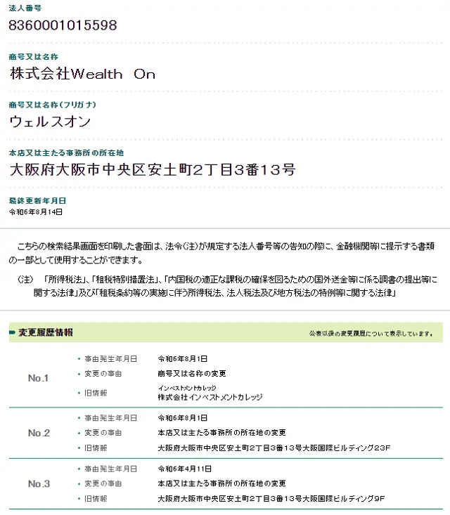 株式会社Wealth Onの会社情報