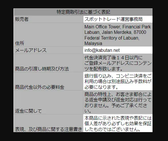 スポットトレード特定商取引法